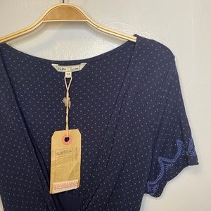 Fat Face Navy Blue Polka Dot Dress NWT